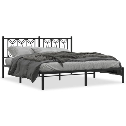 Metal Bed Frame Without Mattress With Headboard Black 183X213Cm