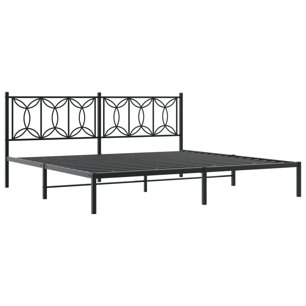 Metal Bed Frame Without Mattress With Headboard Black 193X203Cm