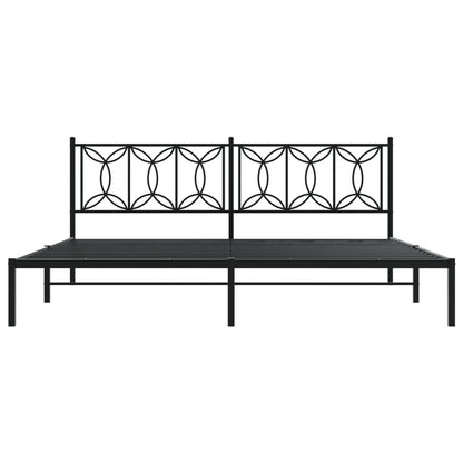 Metal Bed Frame Without Mattress With Headboard Black 193X203Cm