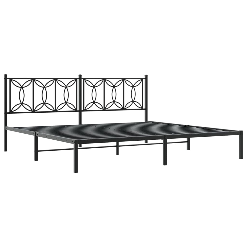 Metal Bed Frame Without Mattress With Headboard Black 200X200Cm