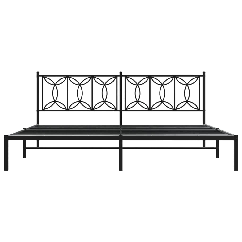 Metal Bed Frame Without Mattress With Headboard Black 200X200Cm