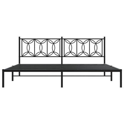 Metal Bed Frame Without Mattress With Headboard Black 200X200Cm