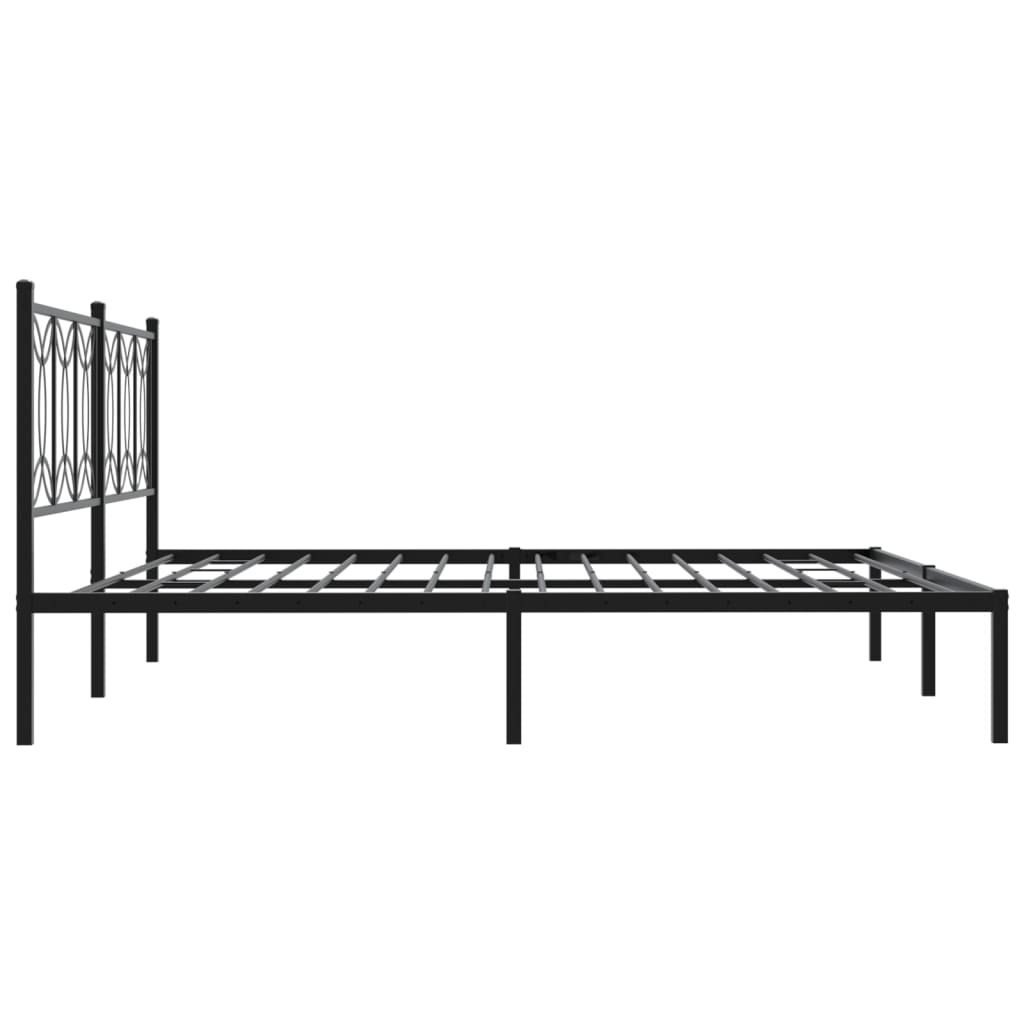 Metal Bed Frame Without Mattress With Headboard Black 200X200Cm