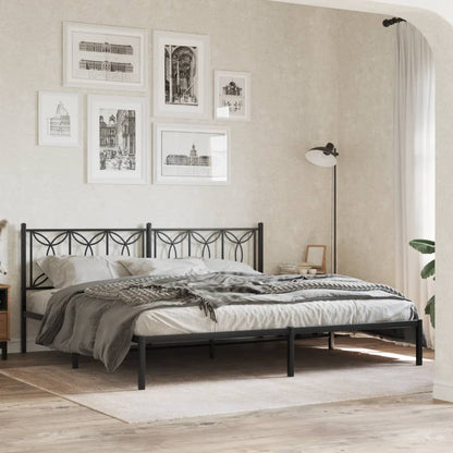 Metal Bed Frame Without Mattress With Headboard Black 200X200Cm