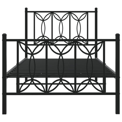 Metal Bed Frame Without Mattress With Footboard Black 75X190Cm