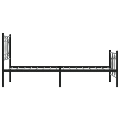 Metal Bed Frame Without Mattress With Footboard Black 75X190Cm