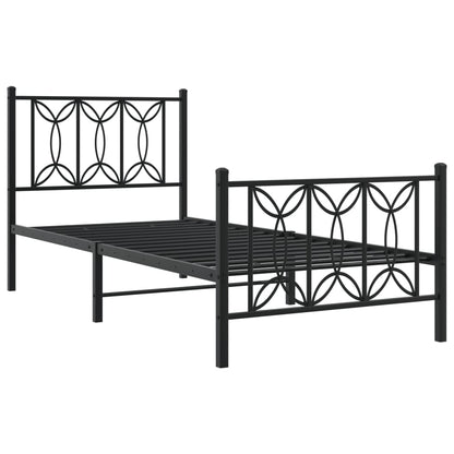 Metal Bed Frame Without Mattress With Footboard Black 80X200Cm