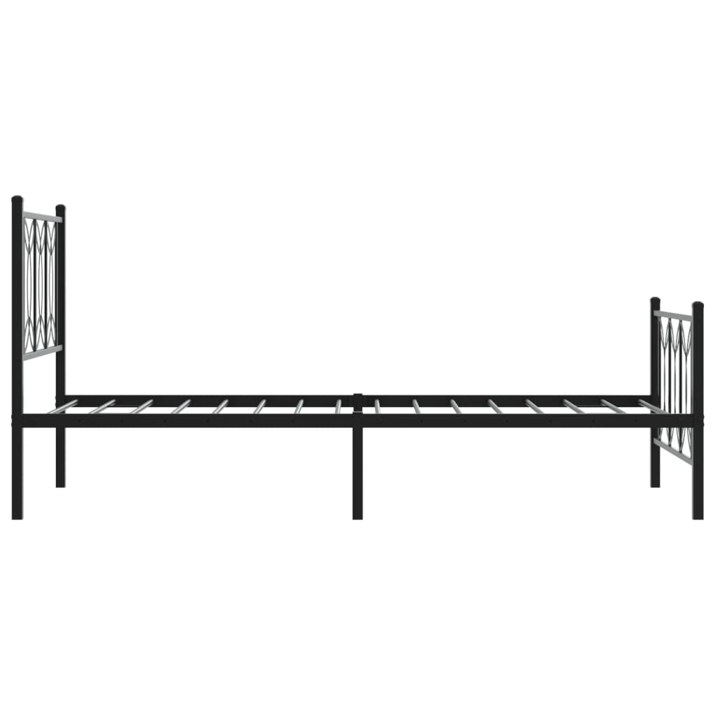 Metal Bed Frame Without Mattress With Footboard Black 80X200Cm