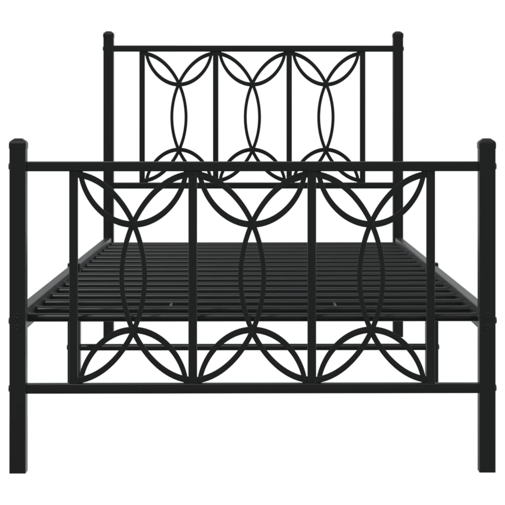 Metal Bed Frame Without Mattress With Footboard Black 90X190Cm