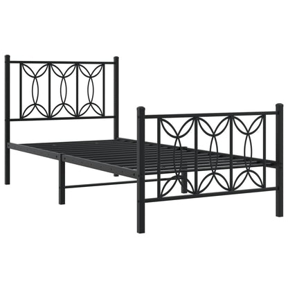 Metal Bed Frame Without Mattress With Footboard Black 90X200Cm