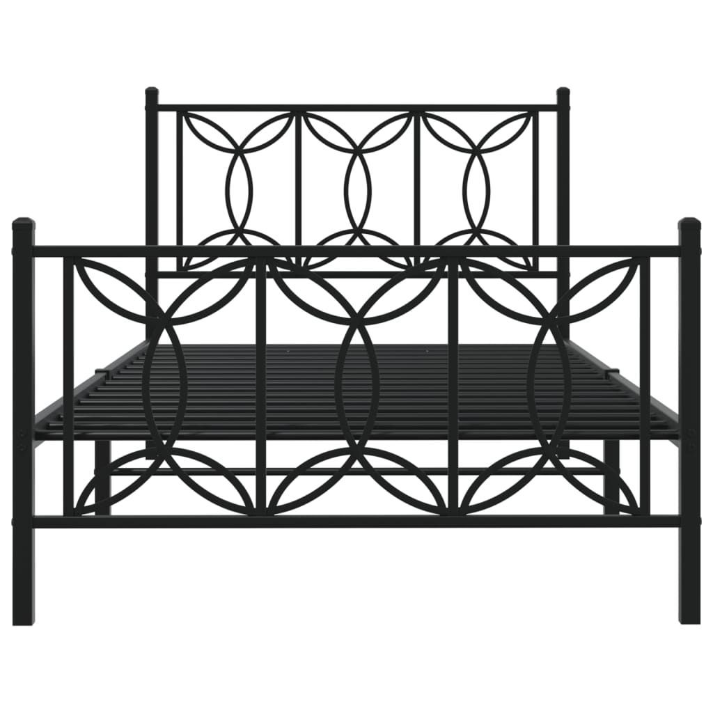 Metal Bed Frame Without Mattress With Footboard Black 100X190Cm