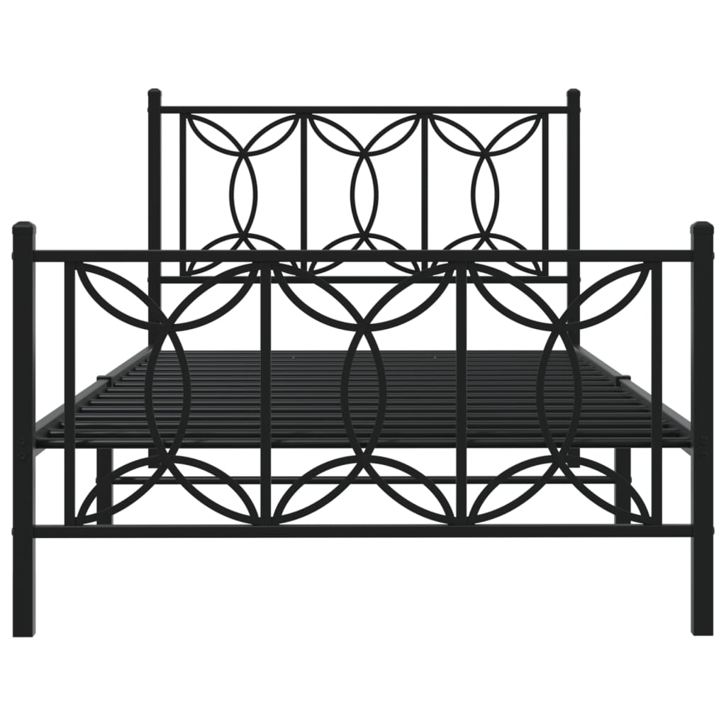 Metal Bed Frame Without Mattress With Footboard Black 100X200Cm