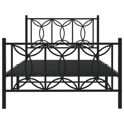 Metal Bed Frame Without Mattress With Footboard Black 100X200Cm