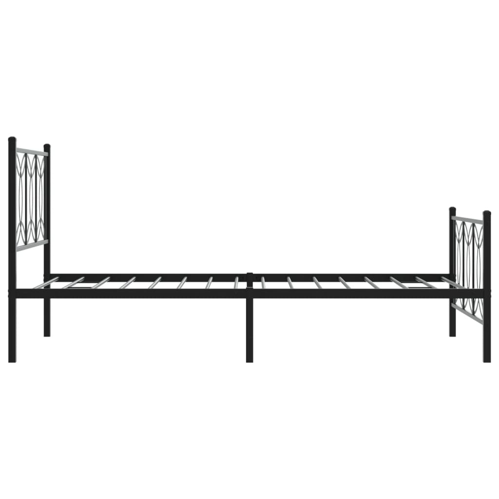 Metal Bed Frame Without Mattress With Footboard Black 100X200Cm