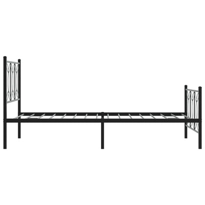 Metal Bed Frame Without Mattress With Footboard Black 100X200Cm