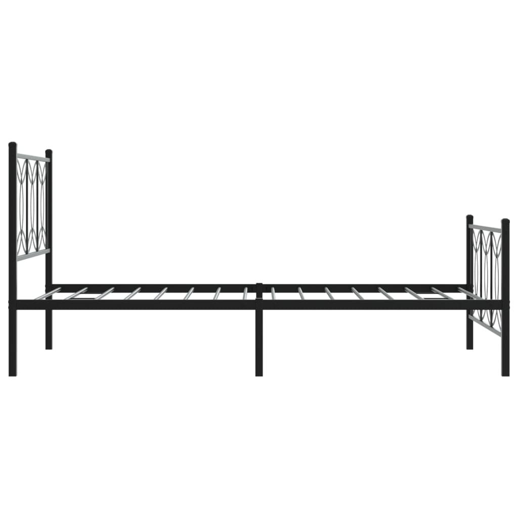 Metal Bed Frame Without Mattress With Footboard Black 107X203Cm