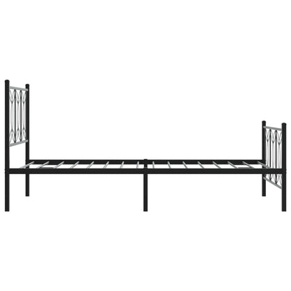 Metal Bed Frame Without Mattress With Footboard Black 107X203Cm