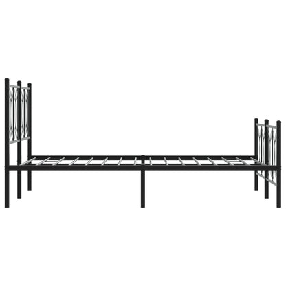 Metal Bed Frame Without Mattress With Footboard Black 120X190Cm