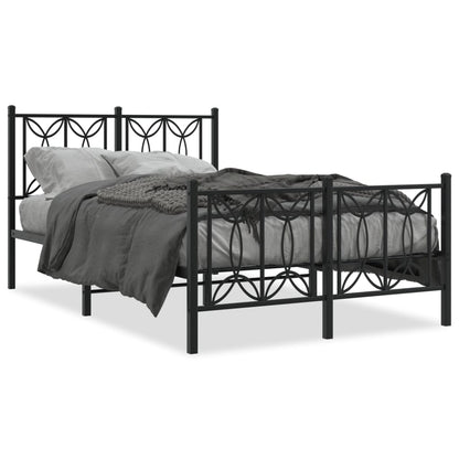 Metal Bed Frame Without Mattress With Footboard Black 120X200Cm