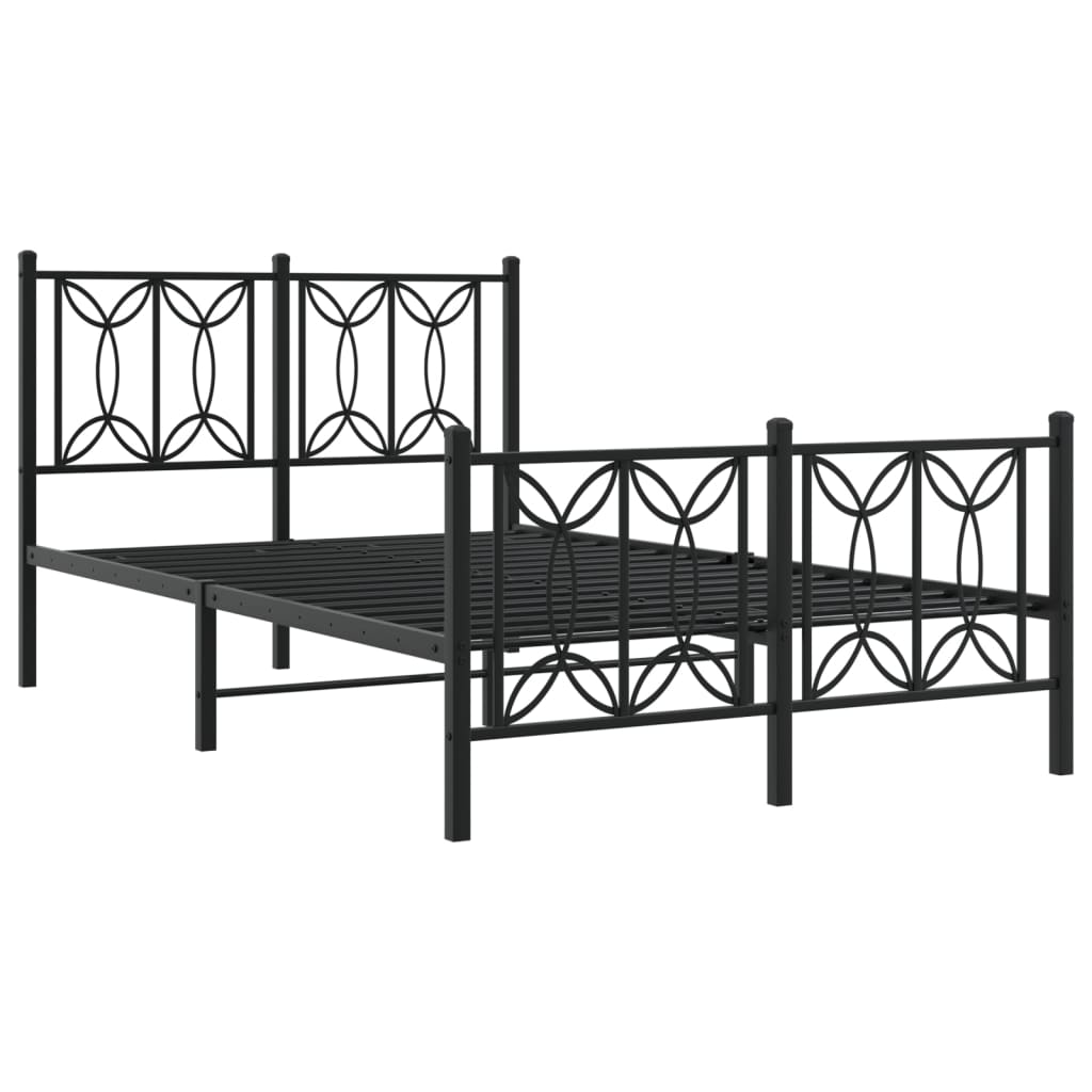 Metal Bed Frame Without Mattress With Footboard Black 120X200Cm