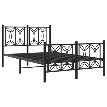 Metal Bed Frame Without Mattress With Footboard Black 120X200Cm