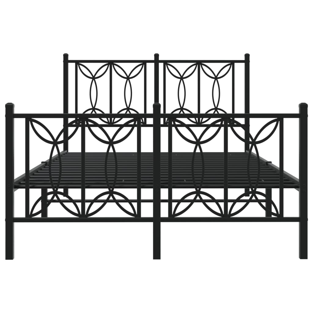 Metal Bed Frame Without Mattress With Footboard Black 120X200Cm