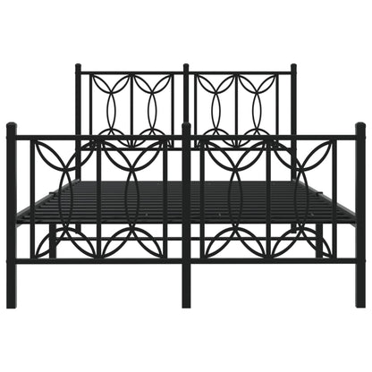 Metal Bed Frame Without Mattress With Footboard Black 120X200Cm