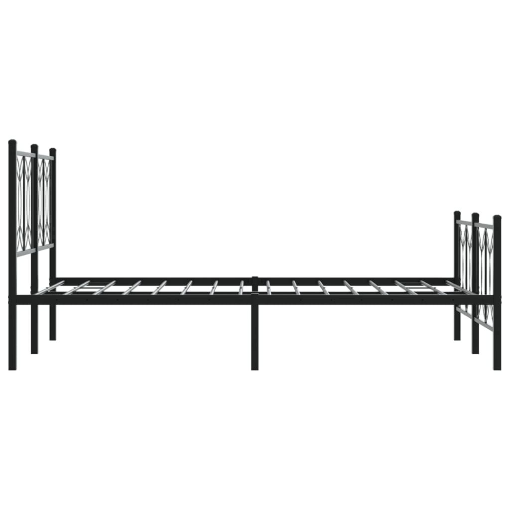 Metal Bed Frame Without Mattress With Footboard Black 120X200Cm