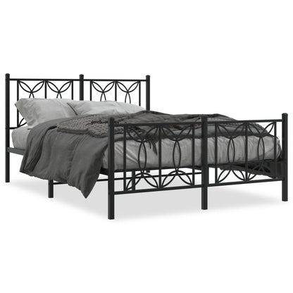 Metal Bed Frame Without Mattress With Footboard Black 135X190Cm