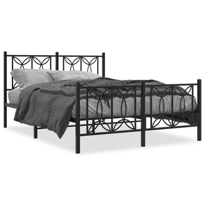 Metal Bed Frame Without Mattress With Footboard Black 140X190Cm