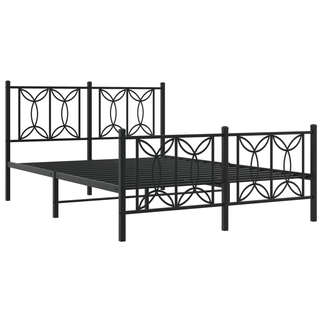 Metal Bed Frame Without Mattress With Footboard Black 140X190Cm