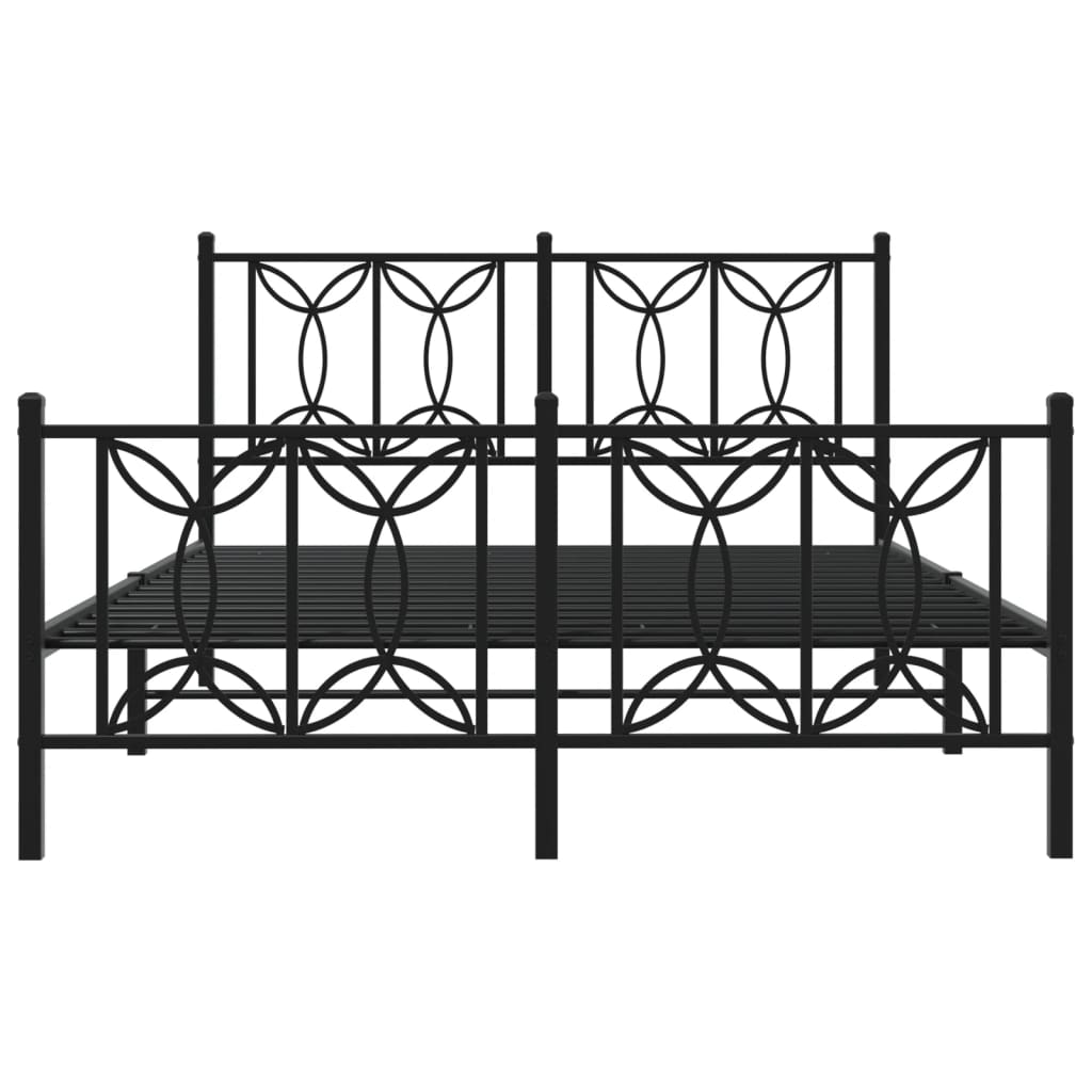 Metal Bed Frame Without Mattress With Footboard Black 140X190Cm