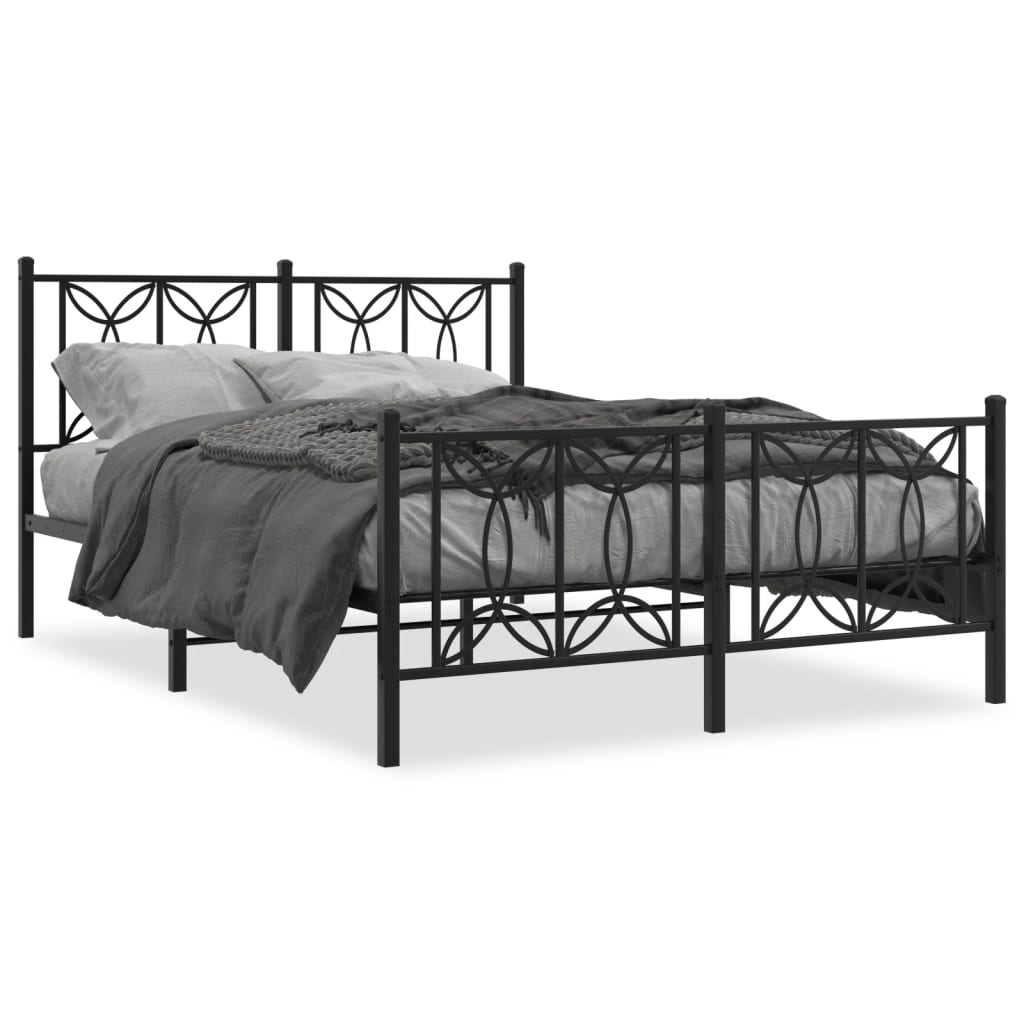 Metal Bed Frame Without Mattress With Footboard Black 140X200Cm