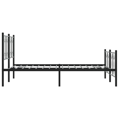 Metal Bed Frame Without Mattress With Footboard Black 140X200Cm