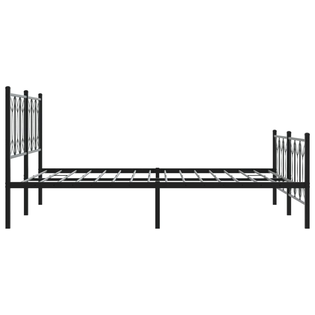 Metal Bed Frame Without Mattress With Footboard Black 150X200Cm