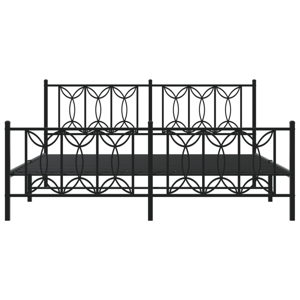 Metal Bed Frame Without Mattress With Footboard Black 183X213Cm