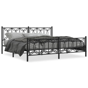 Metal Bed Frame Without Mattress With Footboard Black 193X203Cm