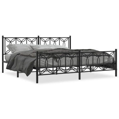 Metal Bed Frame Without Mattress With Footboard Black 200X200Cm