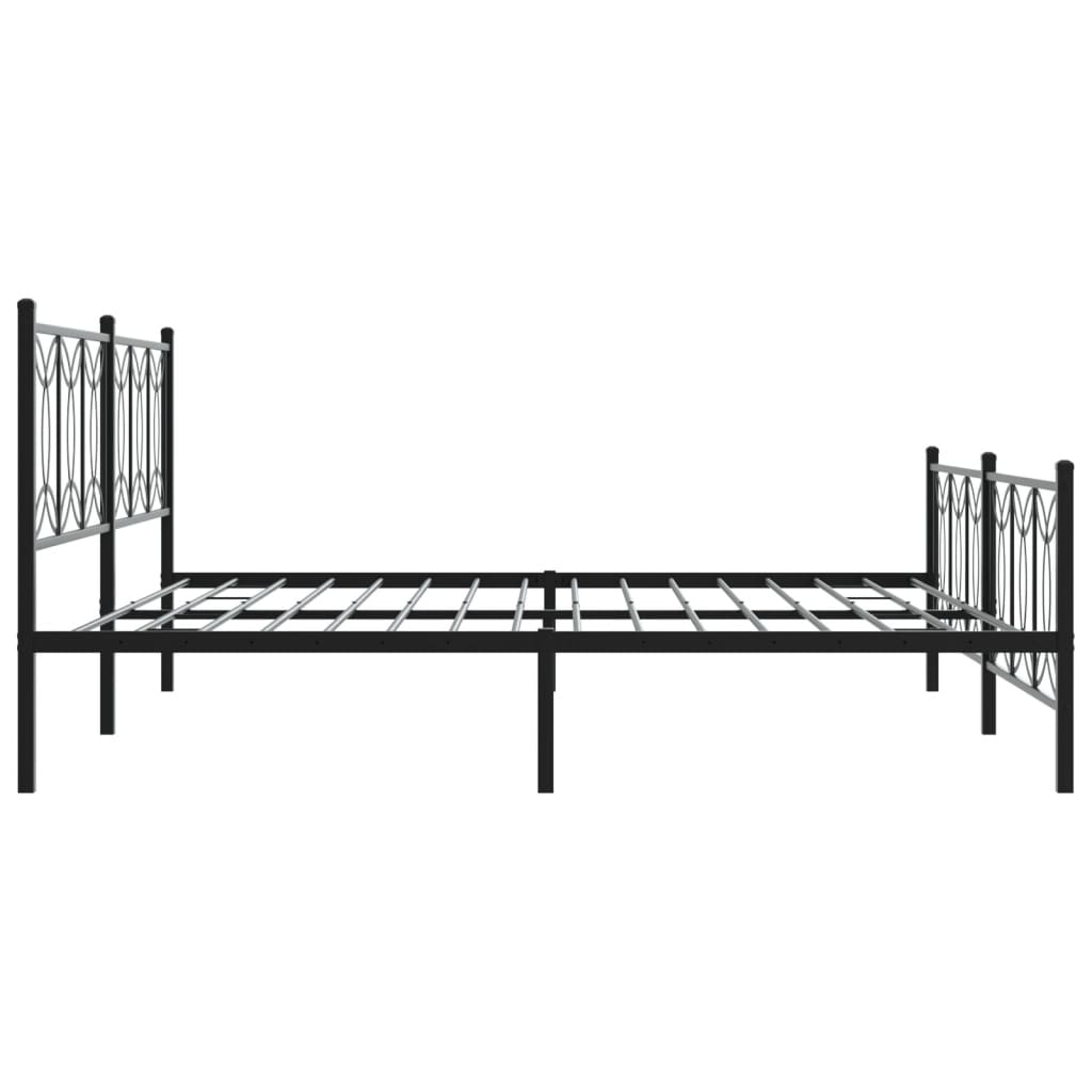 Metal Bed Frame Without Mattress With Footboard Black 200X200Cm