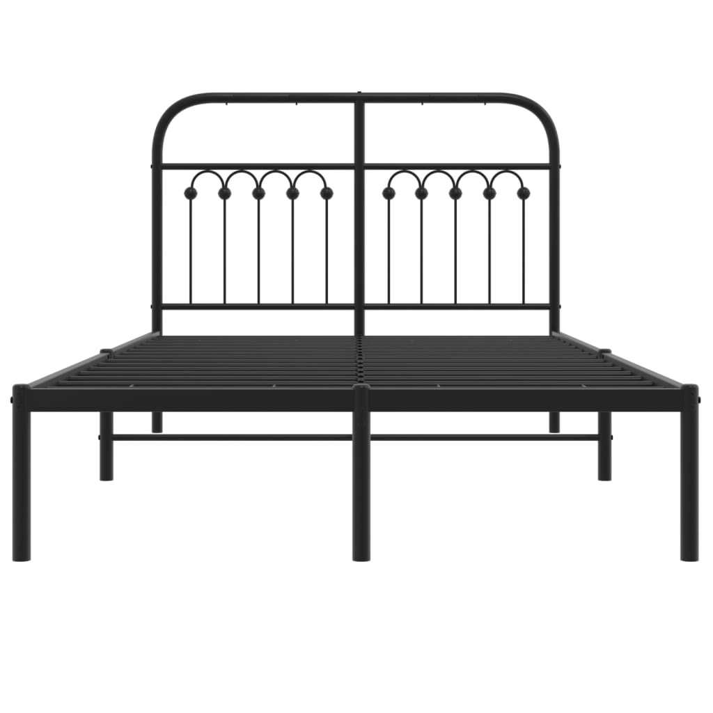 Metal Bed Frame Without Mattress With Headboard Black 120X200Cm