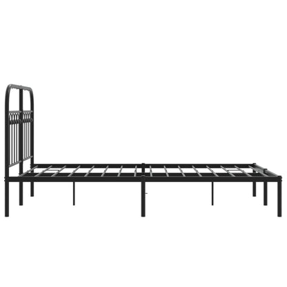 Metal Bed Frame Without Mattress With Headboard Black 120X200Cm