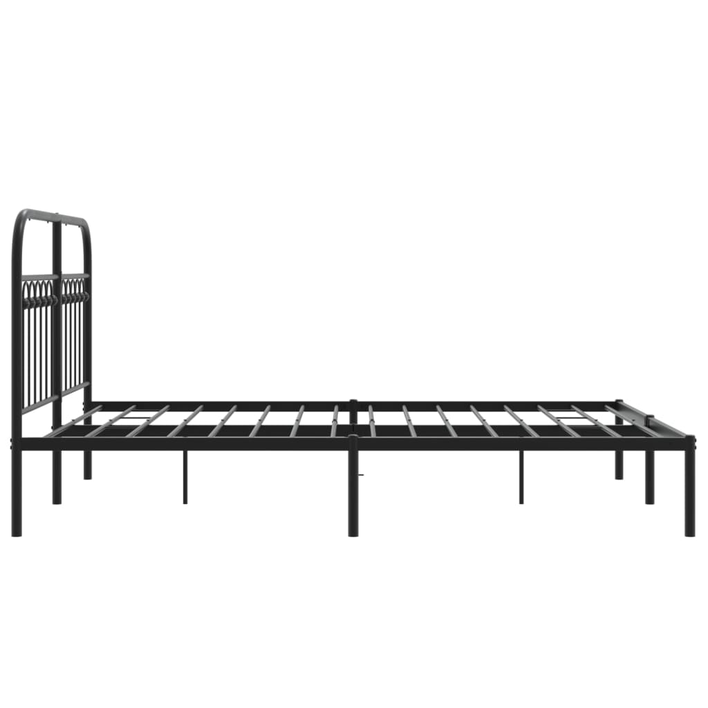 Metal Bed Frame Without Mattress With Headboard Black 135X190Cm