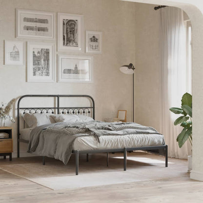 Metal Bed Frame Without Mattress With Headboard Black 140X190Cm