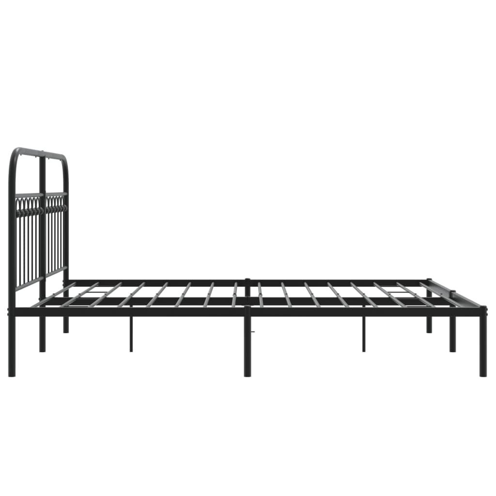 Metal Bed Frame Without Mattress With Headboard Black 160X200Cm