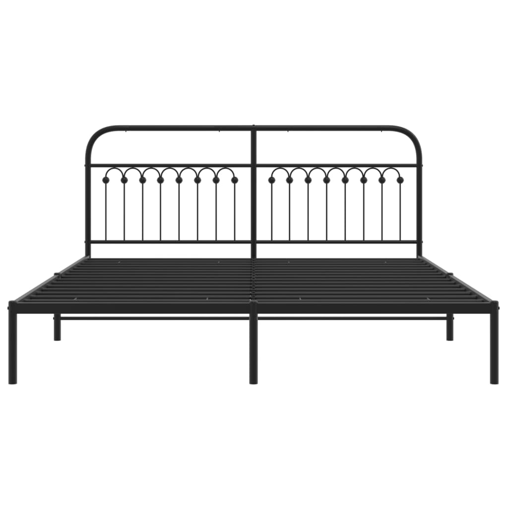 Metal Bed Frame Without Mattress With Headboard Black 183X203Cm