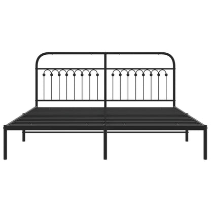 Metal Bed Frame Without Mattress With Headboard Black 183X213Cm