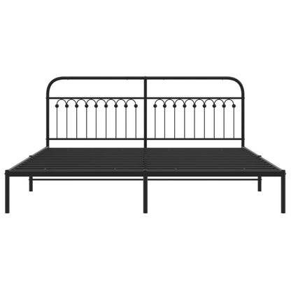 Metal Bed Frame Without Mattress With Headboard Black 193X203Cm