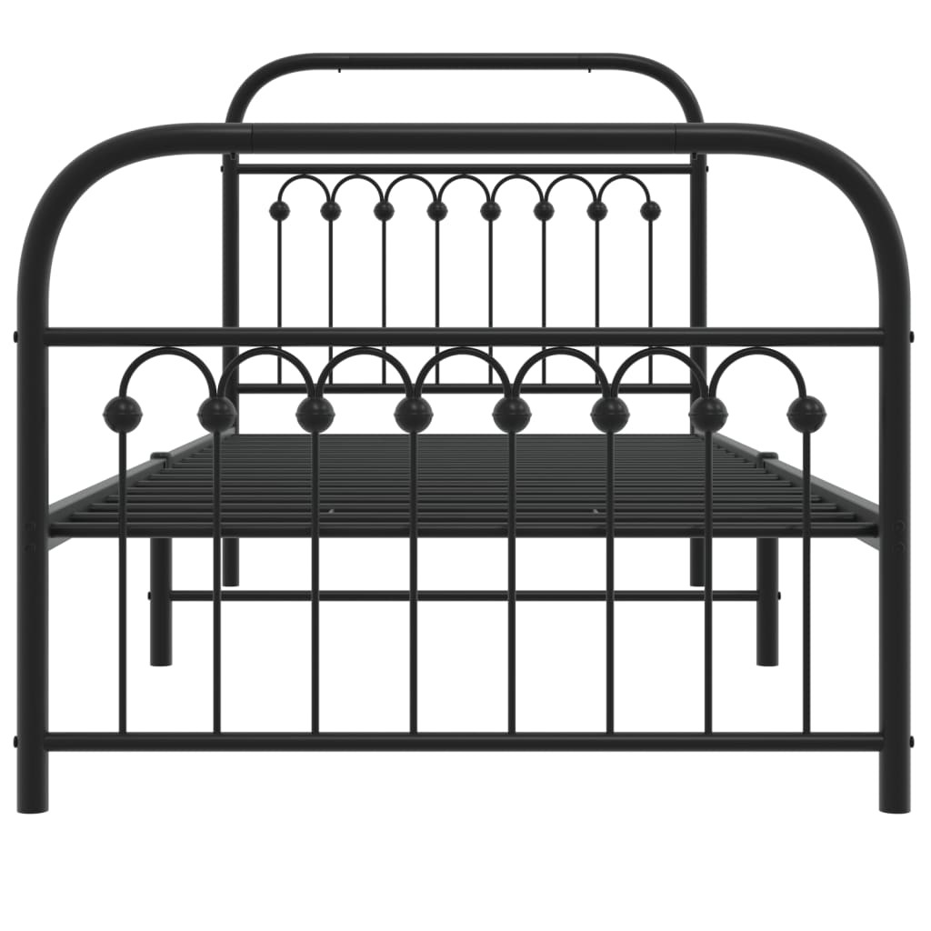 Metal Bed Frame Without Mattress With Footboard Black 90X190Cm