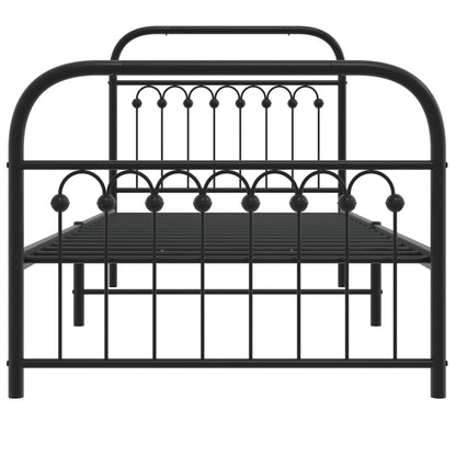 Metal Bed Frame Without Mattress With Footboard Black 90X190Cm