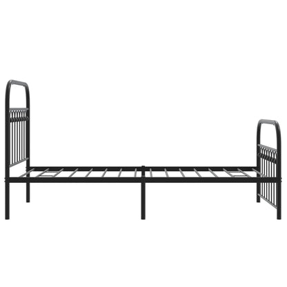 Metal Bed Frame Without Mattress With Footboard Black 90X190Cm